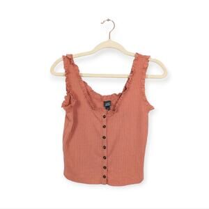 Wild Fable Rust Button Front Cropped Tank Top Size XS